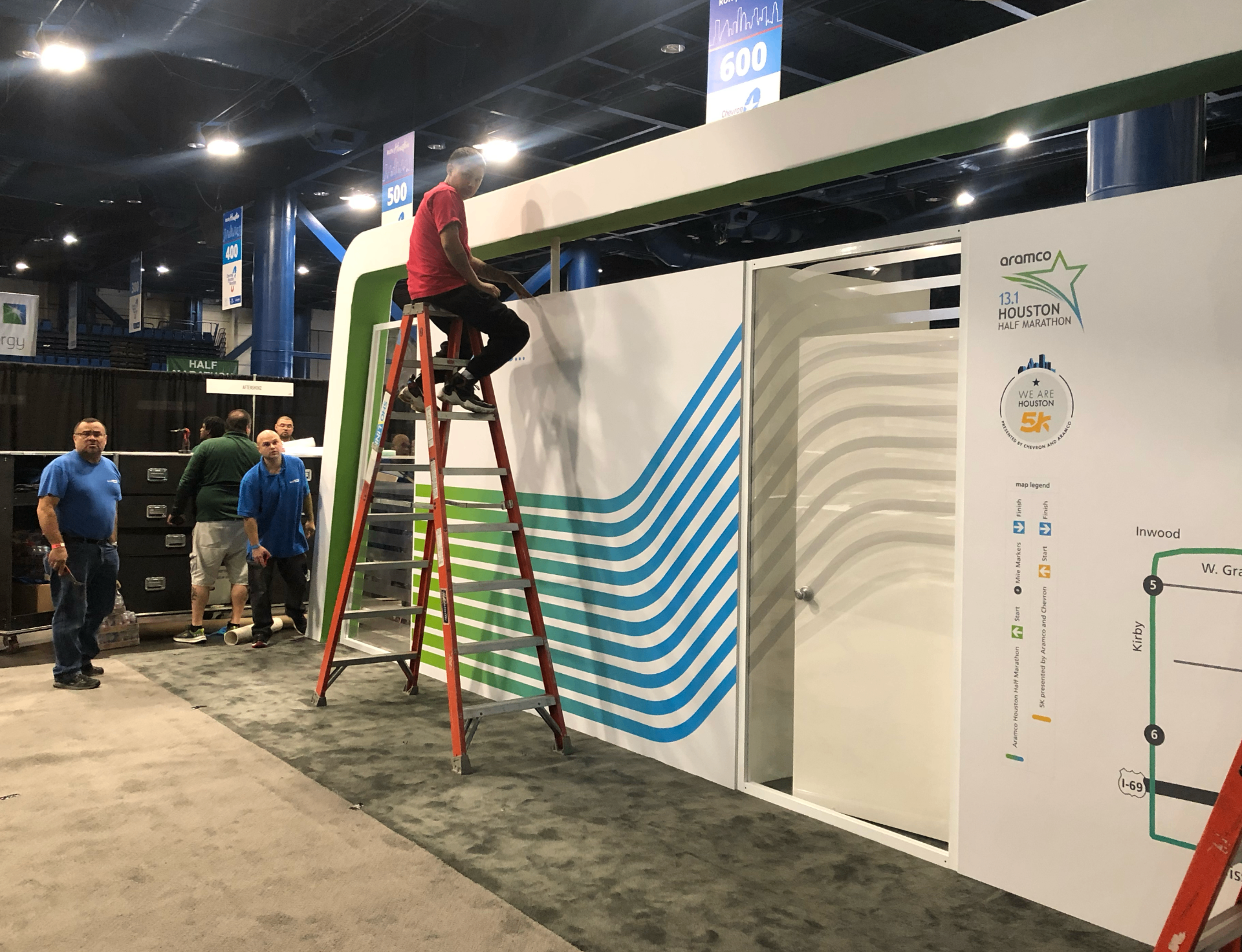 Wave graphics on the booth exterior